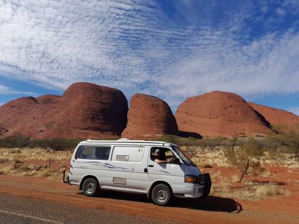 Our van and the Olgas The Outback Road-Trip - Adelaide to Uluru Happy Irish Wanderers