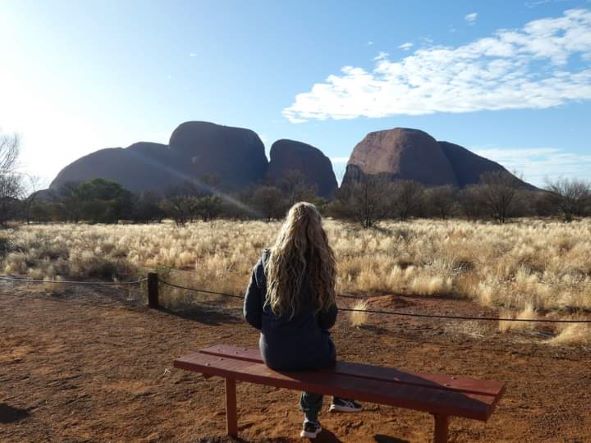 Kate looking at Kata Tjuta views The Outback Road-Trip - Adelaide to Uluru Happy Irish Wanderers