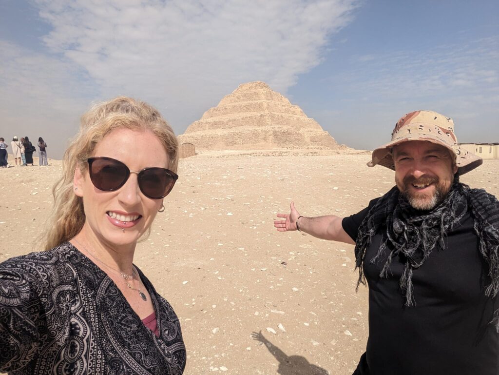 Happy Irish Wanderers at The Step Pyramid Cairo Egypt