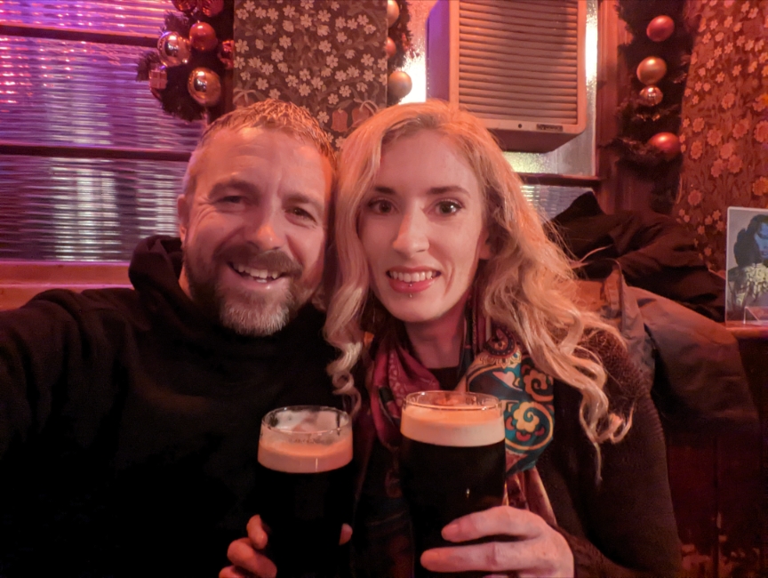 Kate and Kevin drinking pints of Guinness Famous Ireland Landmarks: 101 of The Greatest Attractions - 81-101 Travel tips