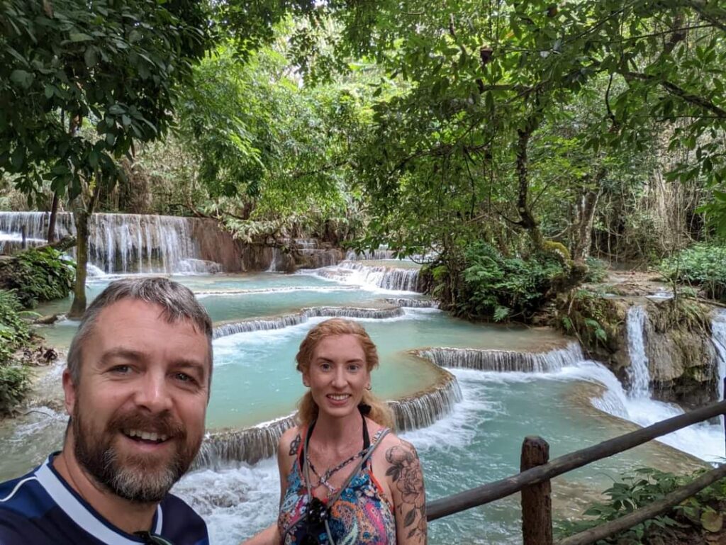 Free tips to save Money - Happy Irish Wanderers At Erawan Falls in Thailand