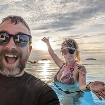 Happy Irish wanderers in a roof top pool in Thailand during our Thailand Holiday – The Best Advice Happy Irish Wanderers