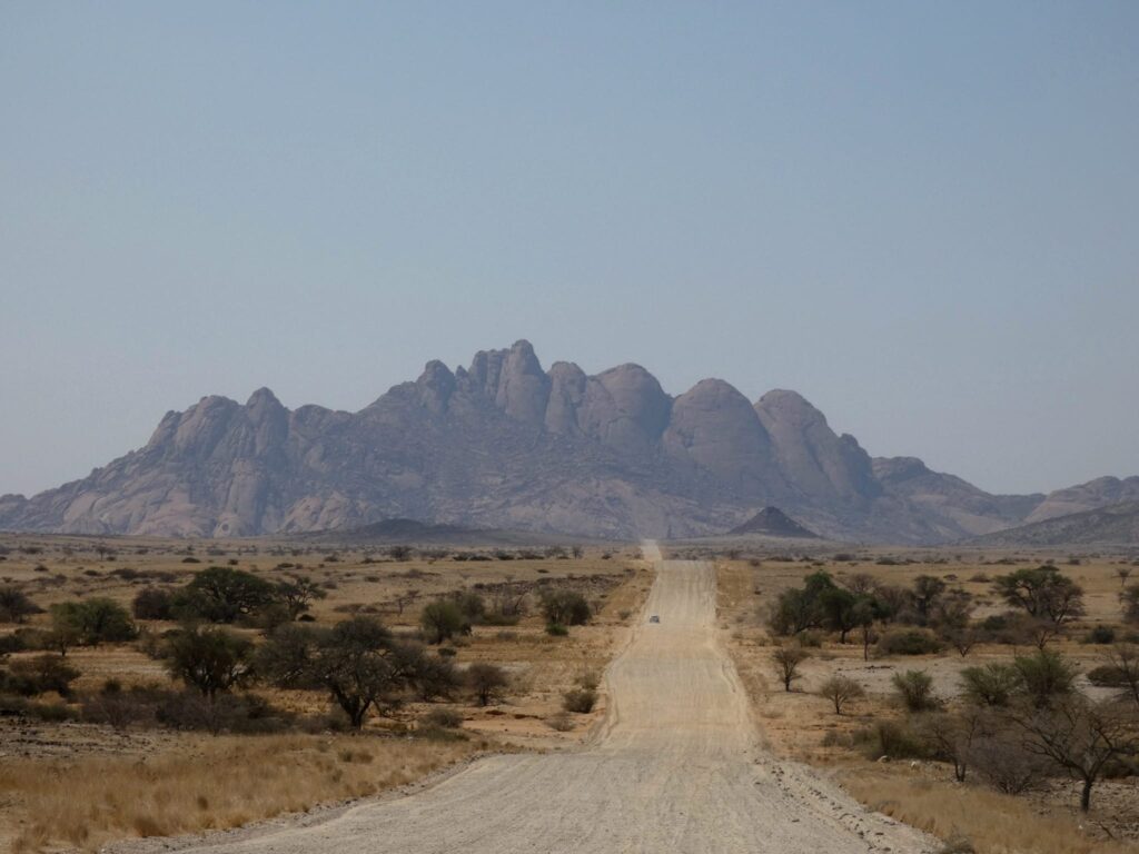 Spitzkoppe view when driving in - happy Irish Wanderers