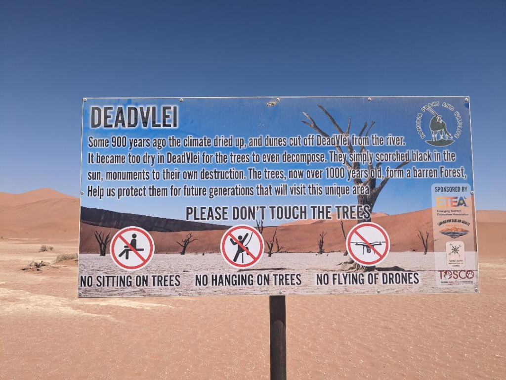 Deadvlei sign in Namibia Ultimate Guide to Visit Sossusvlei - All Your Questions Answered Right Here- Happy Irish Wanderers