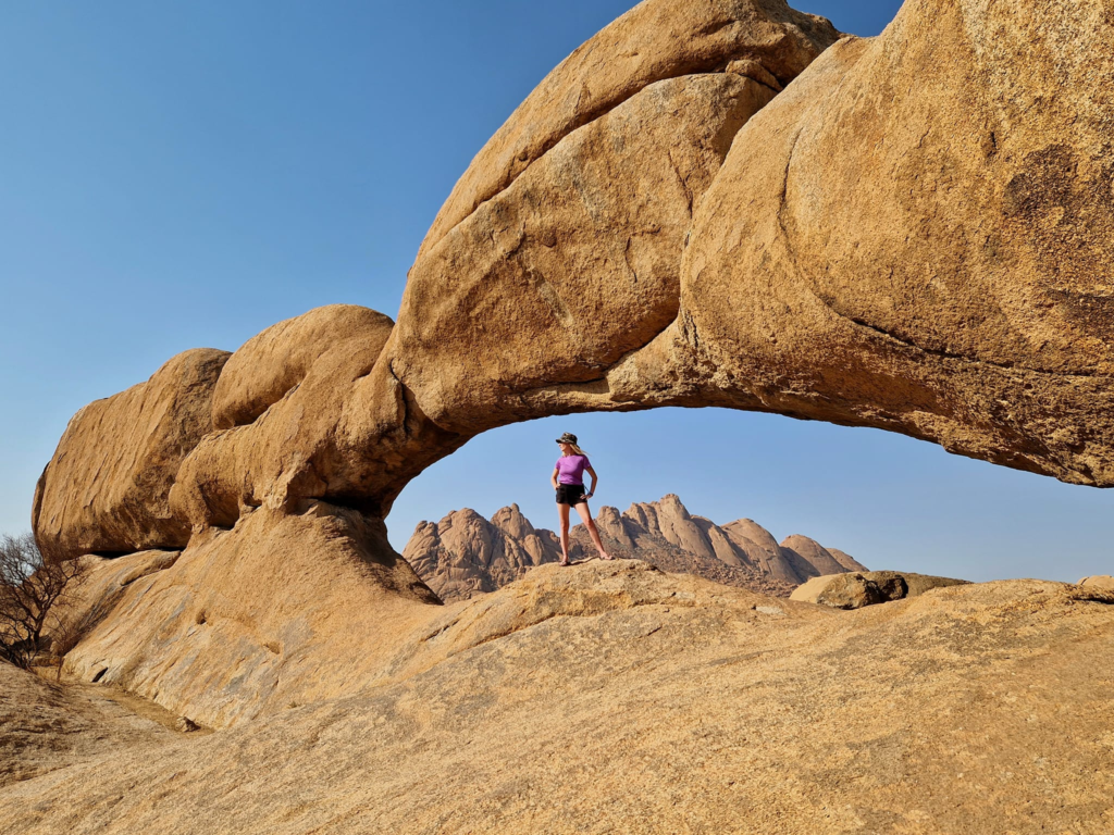 Kate from happy Irish Wanderers at Spitzkoppe Namibia