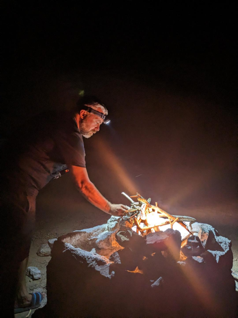 Sossusvlei camping. Kevin and a campfire Ultimate Guide to Visit Sossusvlei - All Your Questions Answered Right Here happy Irish Wanderers