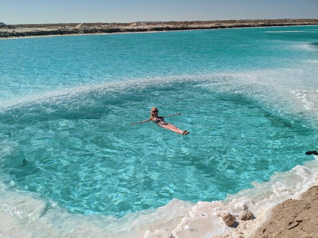 Kate floating in the salt lakes Egypt Weather - The Best Time to Visit Happy Irish Wanderers