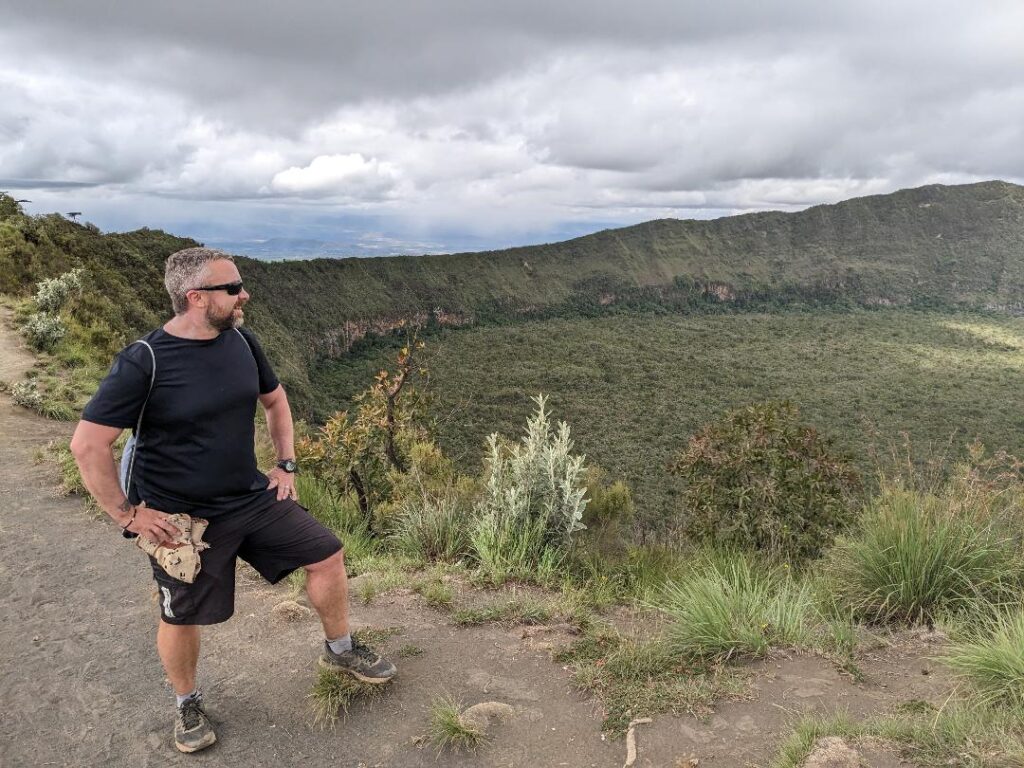 Kevin at mount longonot crater rim: 10 Best And Most Popular To Visit Kenya Attractions - Happy Irish Wanderers