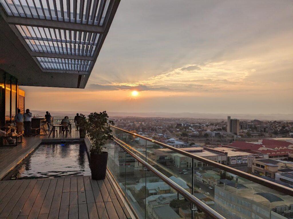 Windhoek, Namibia. view from the Hilton Hotel at Sunset - Happy Irish Wanderers