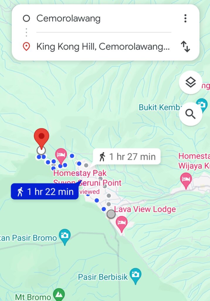 Map Location for King Kong Hill - The Best Spot For Mount Bromo Sunrise - Happy Irish Wanderers