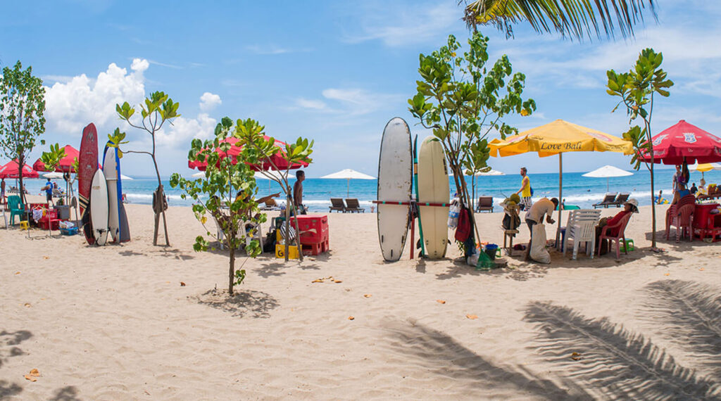 Surfing at Kuta Beach Bali