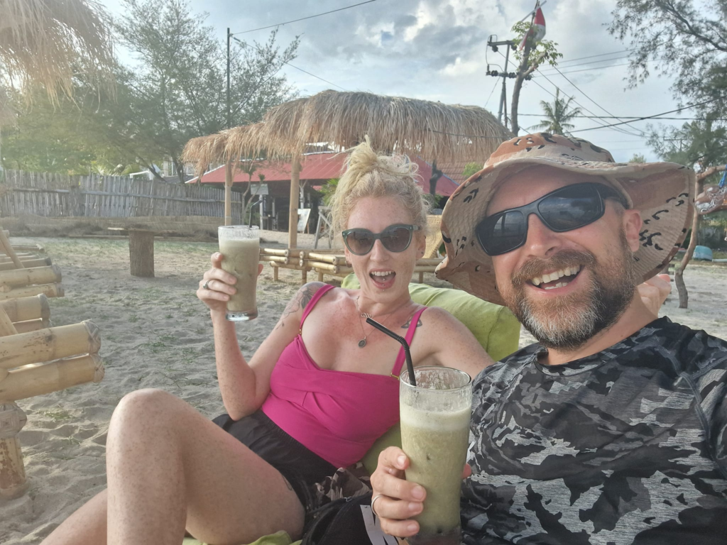 Happy Irish Wanderers having drinks on the Gili Islands, Indonesia - Everything you Need to Know 