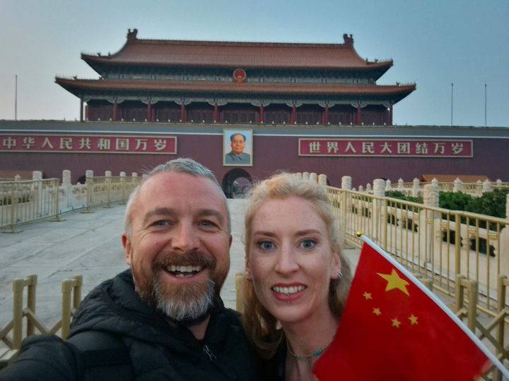 Happy Irish Wanderers at Tianmen Square China Trip