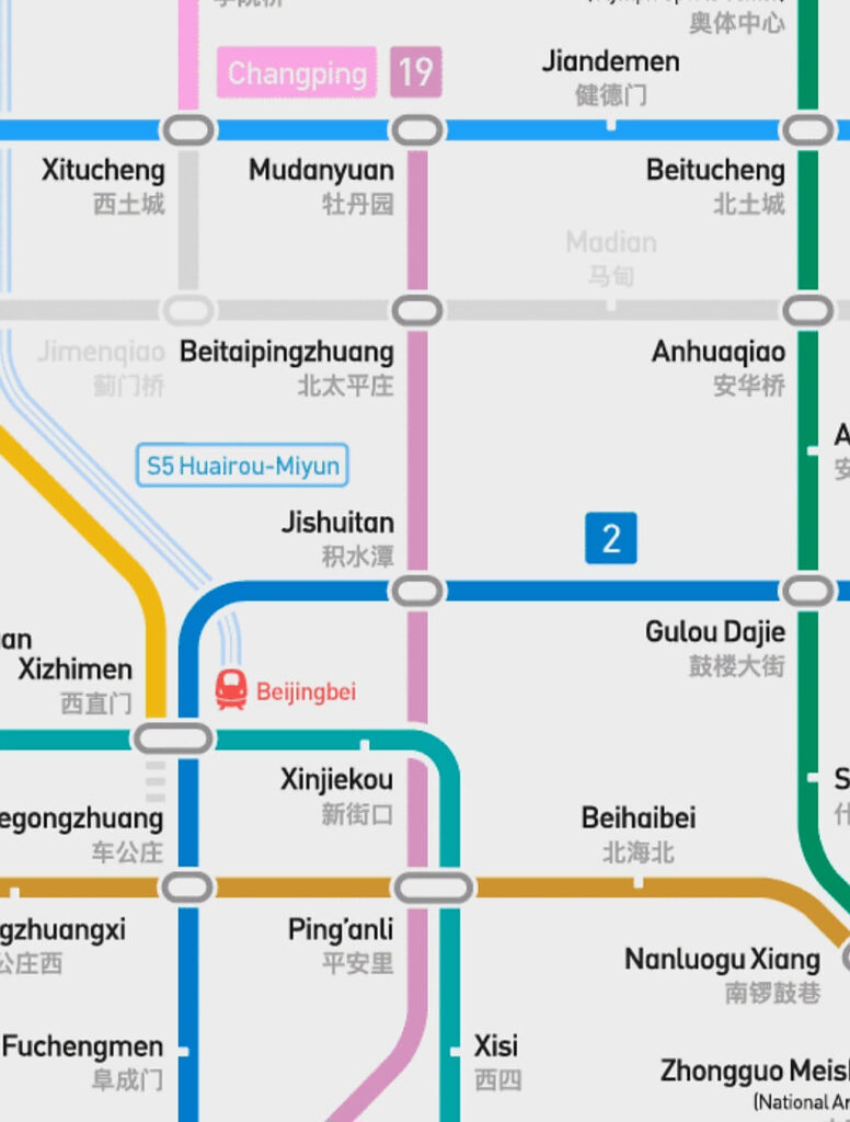 How to get to Badaling by bus - metro line 2 Jishuitan station