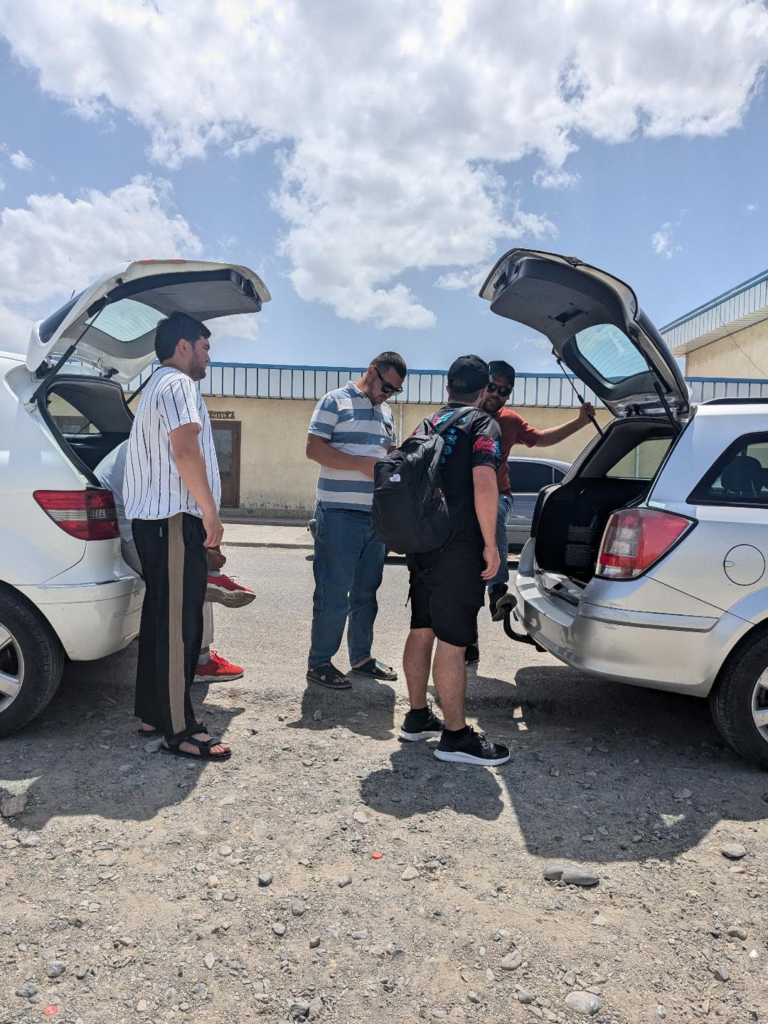 Money exchange at the Samarkand to Panjakent border crossing Happy Irish Wanderers