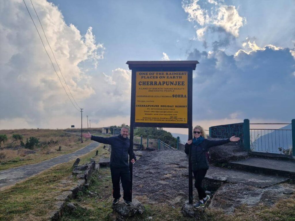 The wettest place on earth sign in Cherrapunji Happy Irish Wanderers