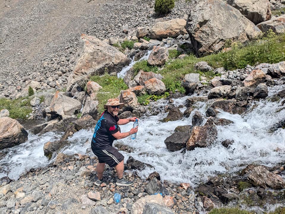 Hiking the Fann Mountains water source Happy Irish Wanderers