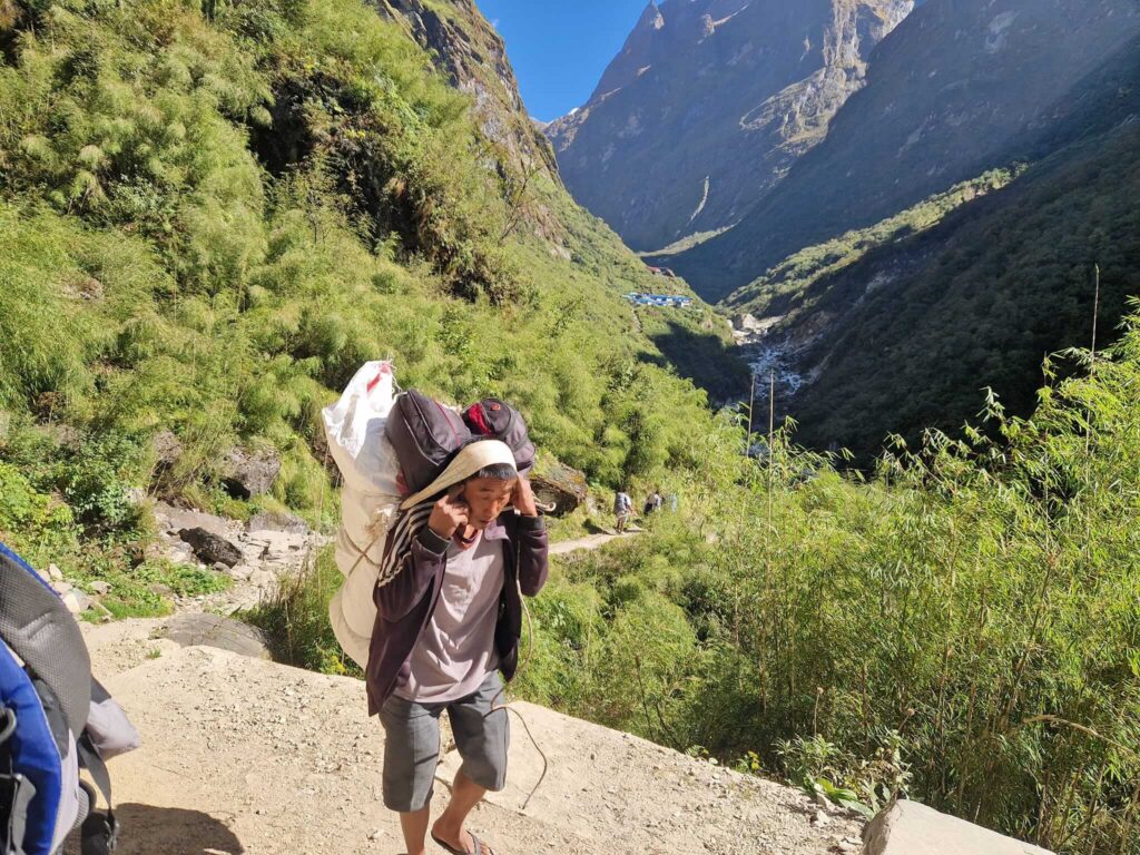 porters of the Annapurna base camp happy Irish Wanderers