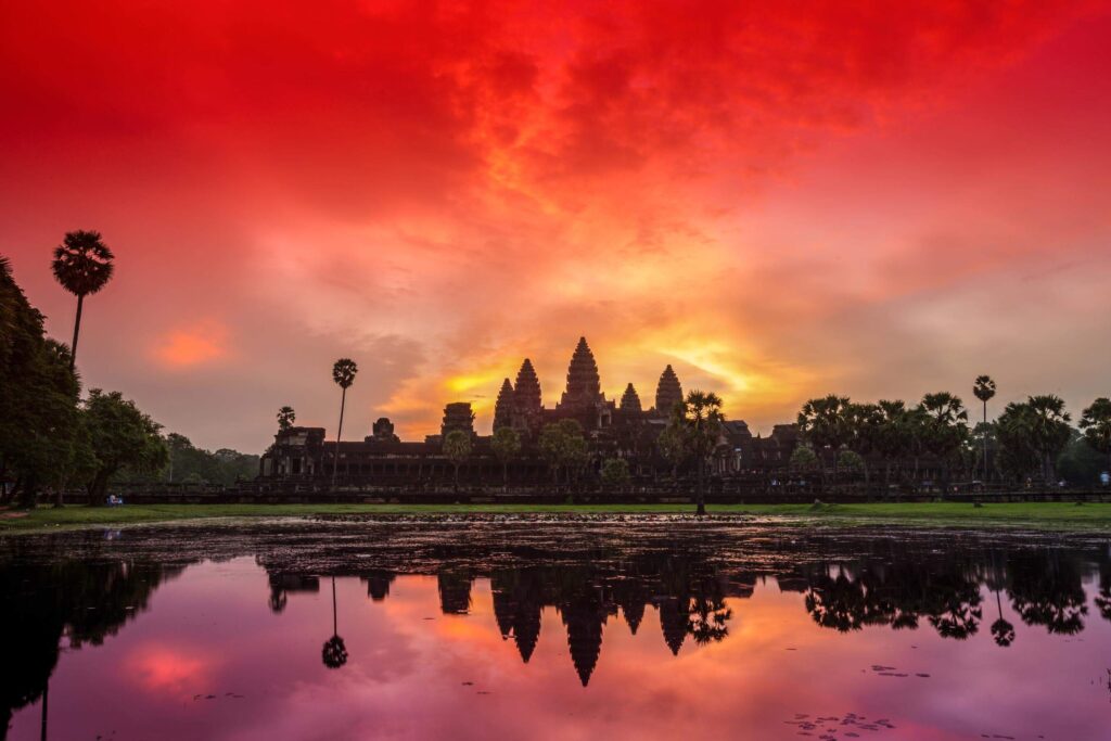 Angkor Wat at sunrise as part of the best landmarks in Asia