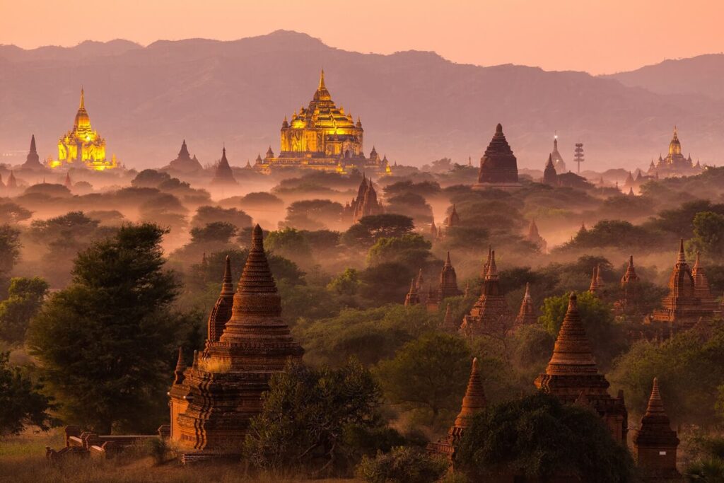 Misty Bagan Temples in Myanmar