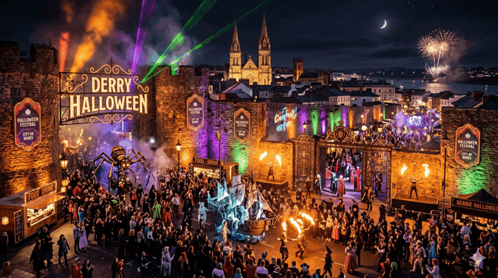 Crowds at the Derry Halloween festival Parade