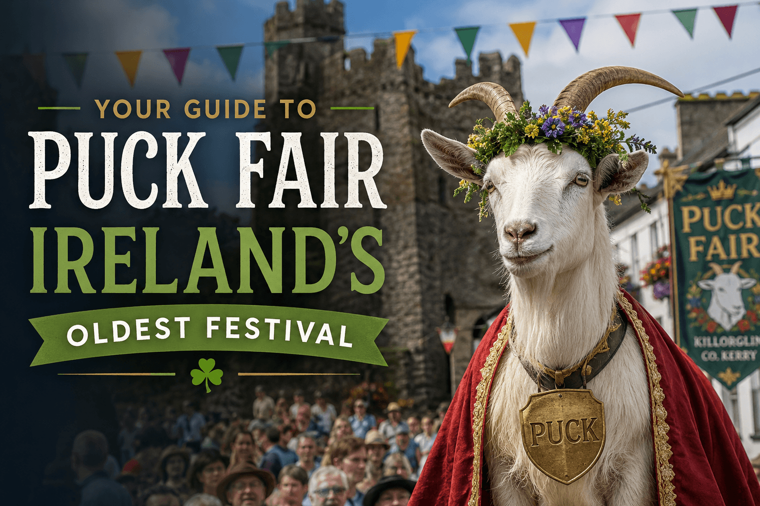 Puck Fair Ireland Guide feature image with King Puck Goat