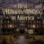 Featured Image: A sweeping, dramatic view of a historic haunted hotel at dusk, illustrating our guide to the 15 best haunted hotels in America for a spooky stay."