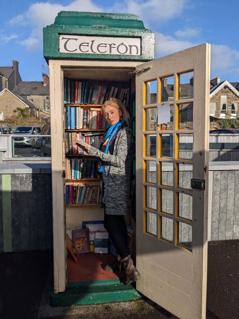 Free library in an old phone booth in Clonakilty